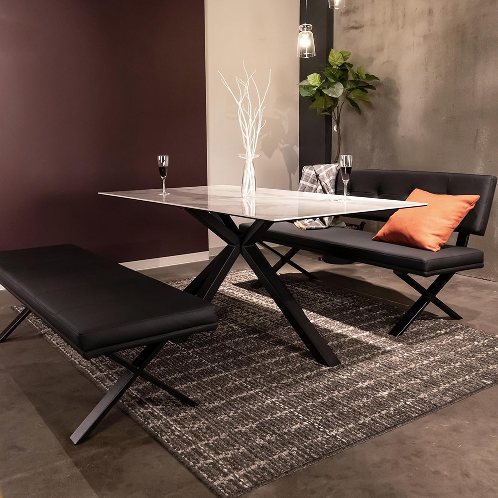 ダイニングセット ブレシア ホワイトクォーツ-BK 165 メーカー直送▼返品・キャンセル不可【他商品との同時購入不可】