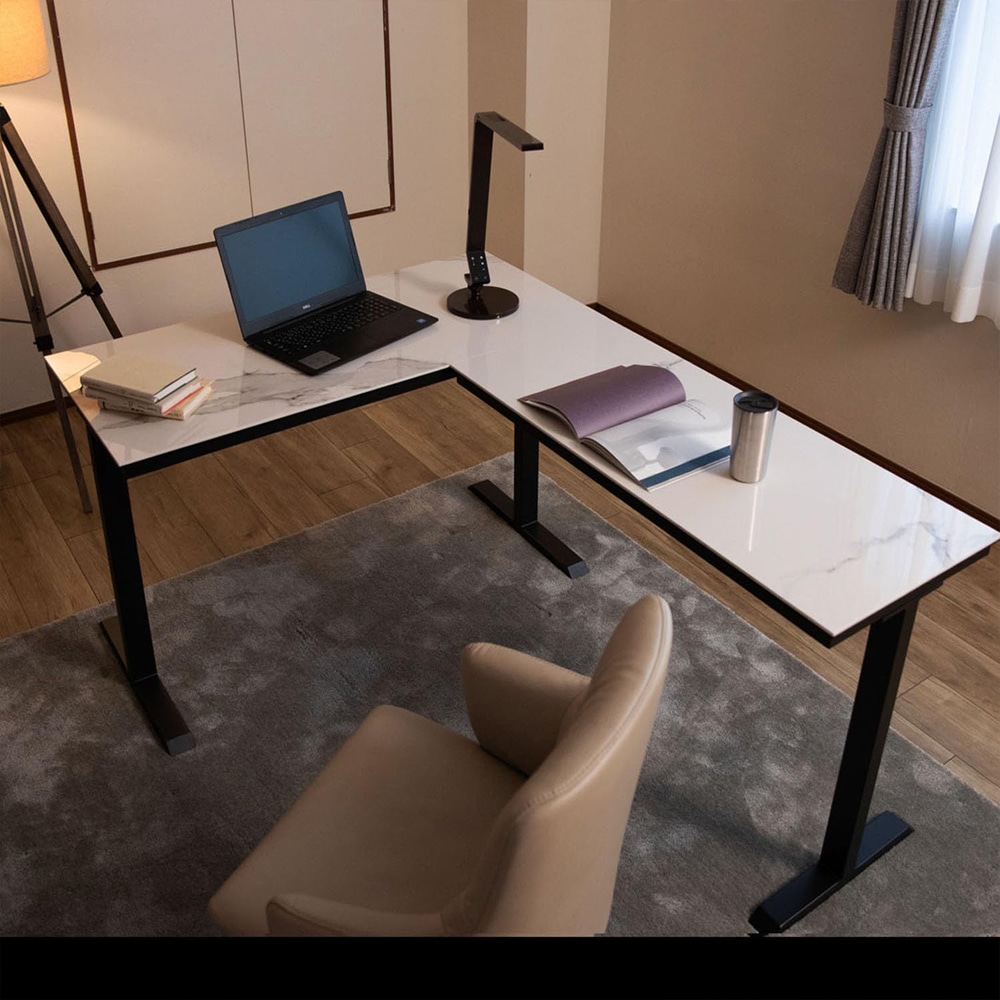 L字型デスク Rosen 110+110 パールホワイト メーカー直送▼返品・キャンセル不可【他商品との同時購入不可】