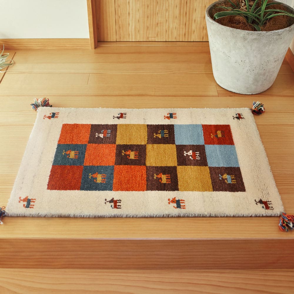 ギャッベマット GABBEH D3 ミックス 60×90cm メーカー直送 ▼返品・キャンセル不可【他商品との同時購入不可】