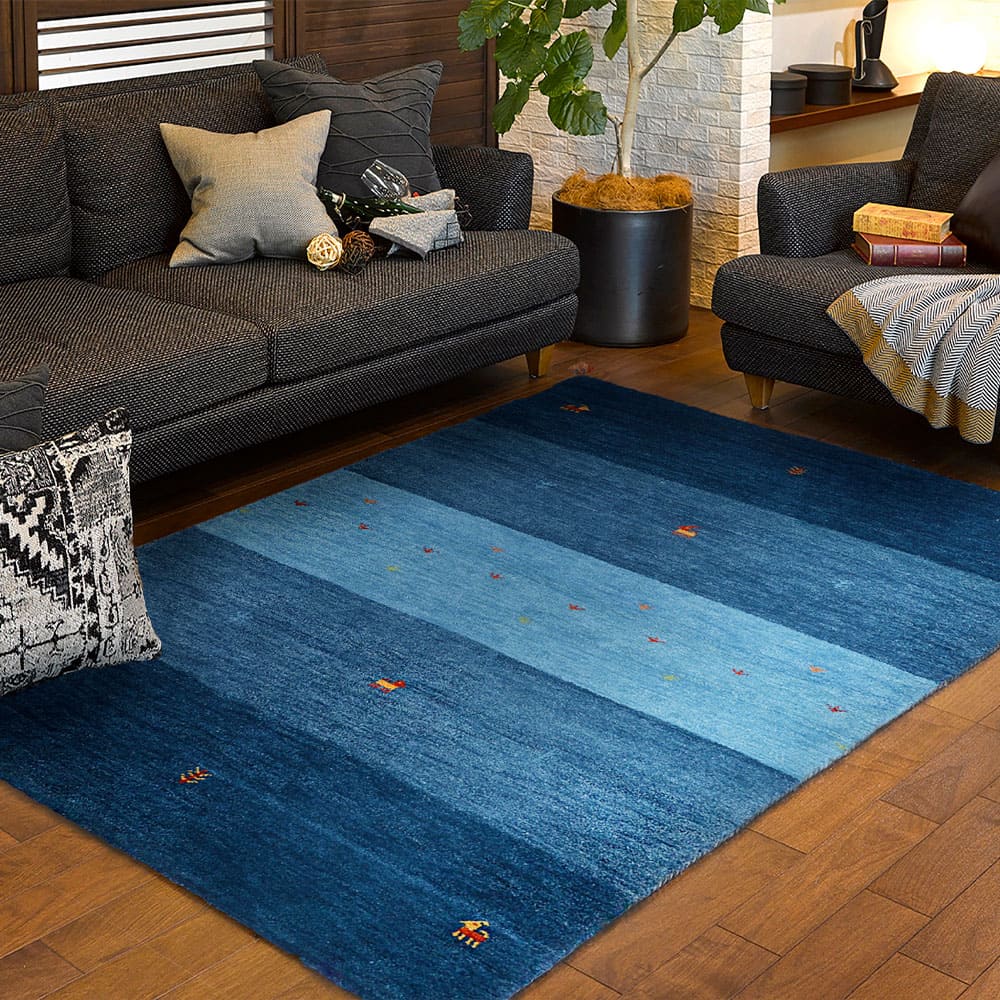 ギャッベ ラグ GABBEH D20 ブルー 140×200cm メーカー直送 ▼返品・キャンセル不可【他商品との同時購入不可】