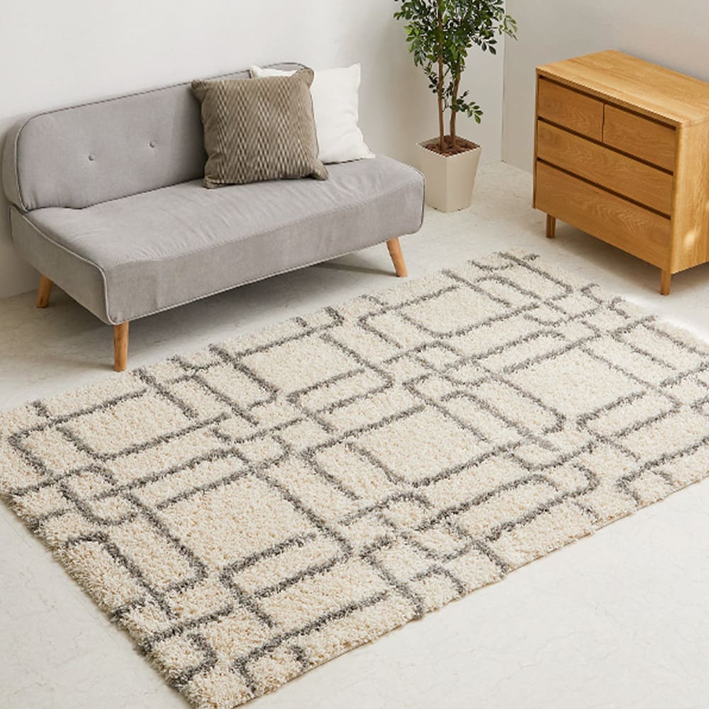 幾何学柄のウィルトン織シャギーラグ ケジャ IV 160×235cm メーカー直送 ▼返品・キャンセル不可【他商品と同時購入不可