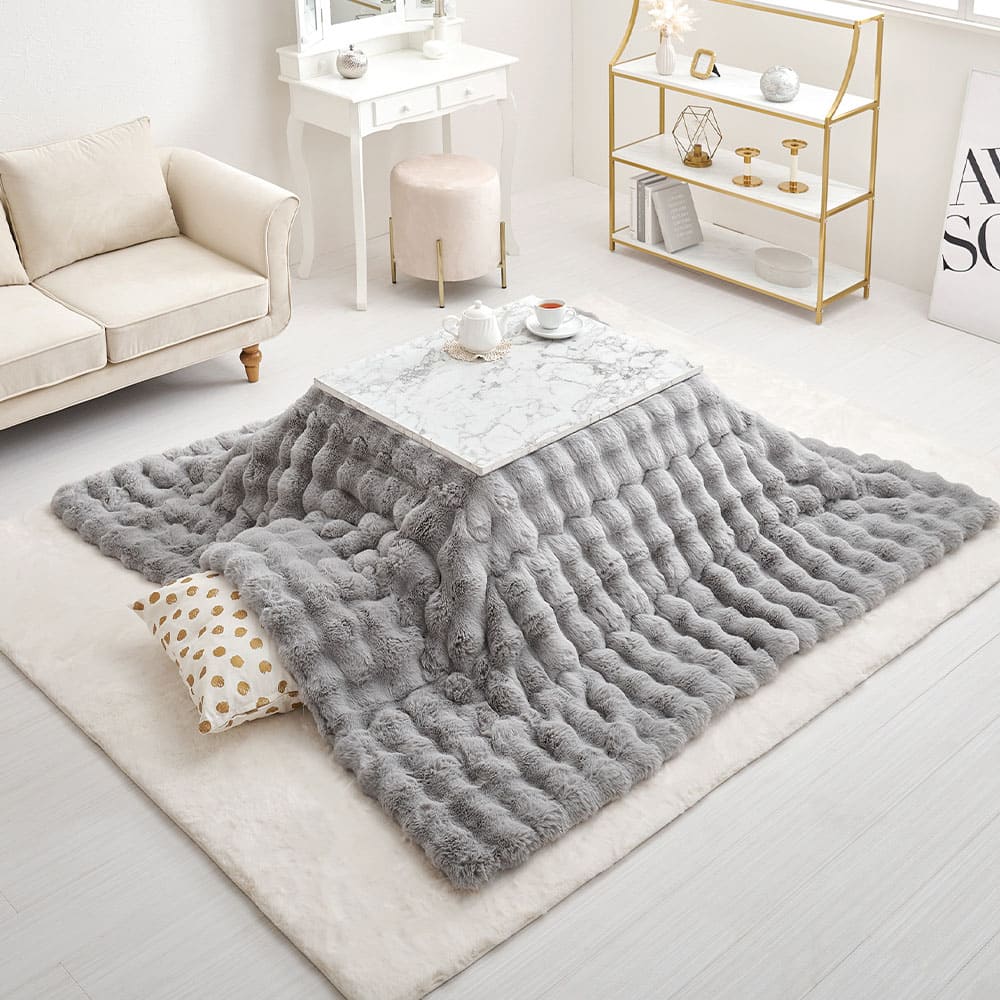 こたつ布団 ルナ 約190×190cm グレー メーカー直送 ▼返品・キャンセル不可【他商品との同時購入不可】