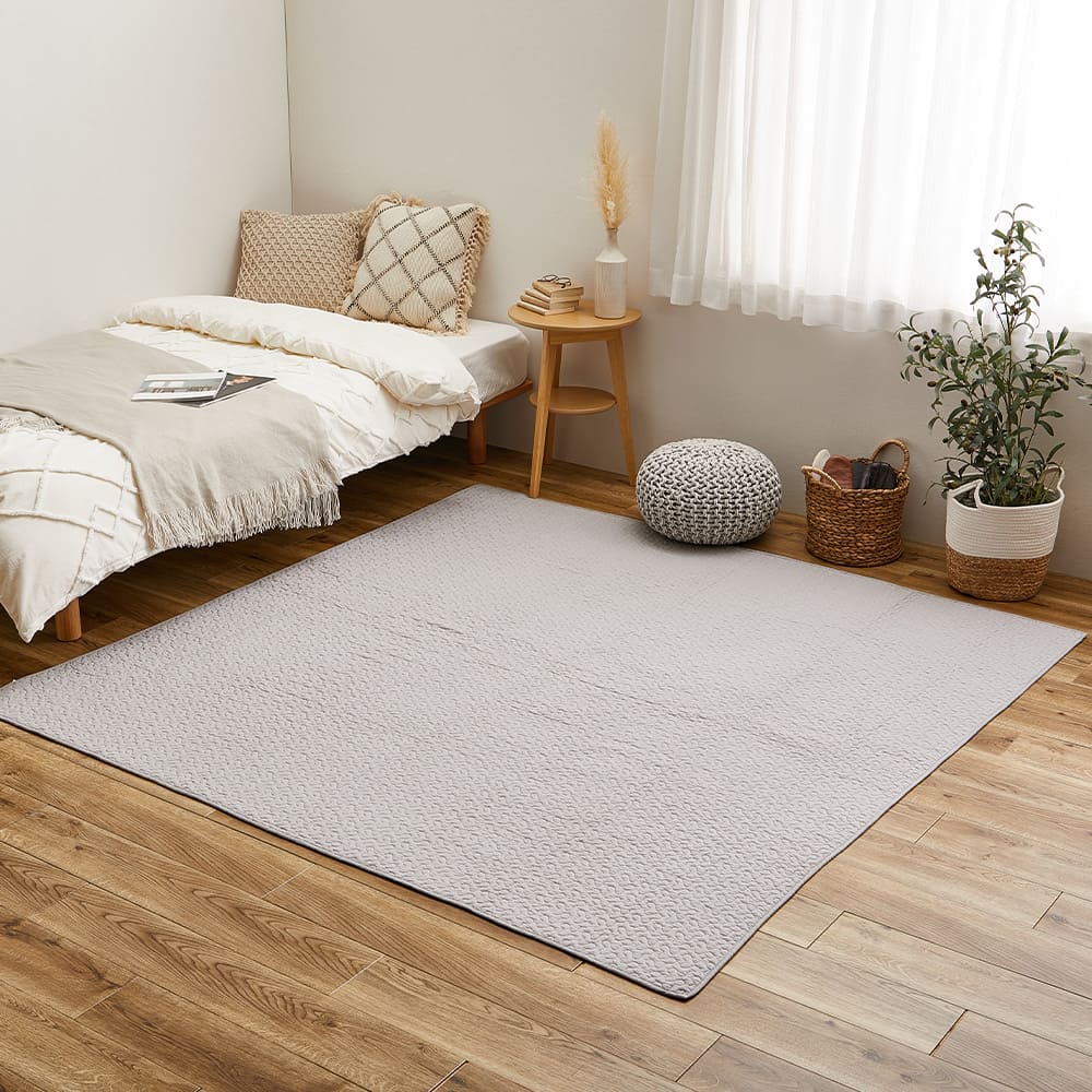 綿100%のイブルラグマット デコール 4.5畳用 グレー メーカー直送 ▼返品・キャンセル不可【他商品との同時購入】