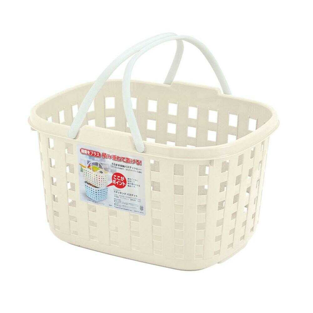 不動技研 スタッキングバスケット アイボリー アイボリー 幅49.5×奥38×高29.1cm