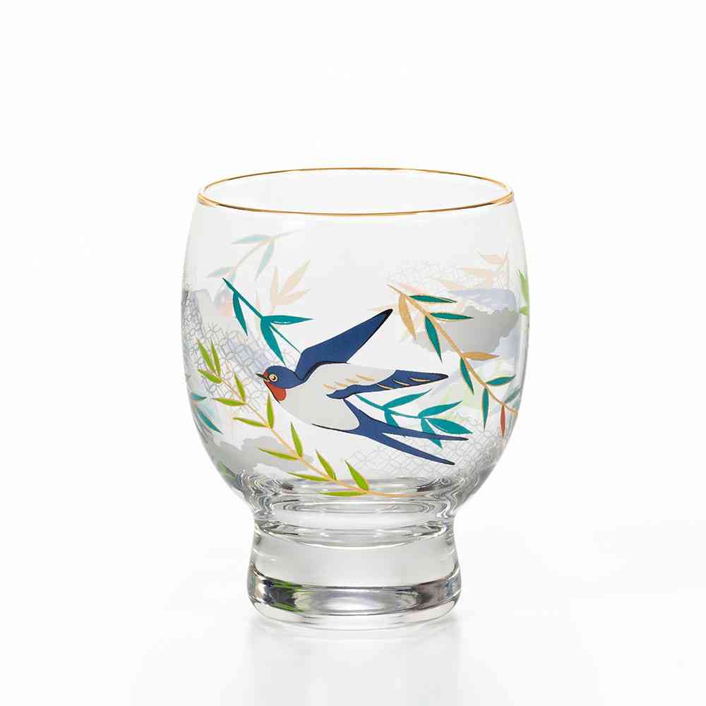 アデリア プレミアムニッポンテイスト 吉祥花鳥 酒グラス 燕と柳