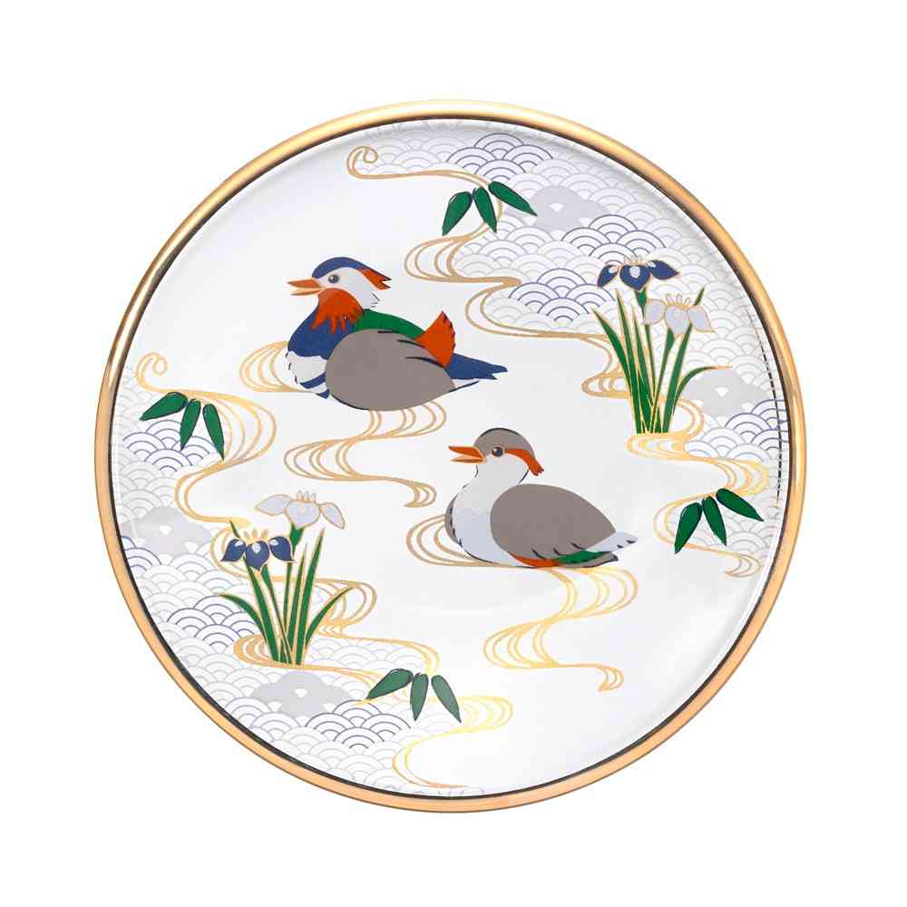アデリア プレミアムニッポンテイスト 吉祥花鳥 丸皿 鴛鴦と菖蒲