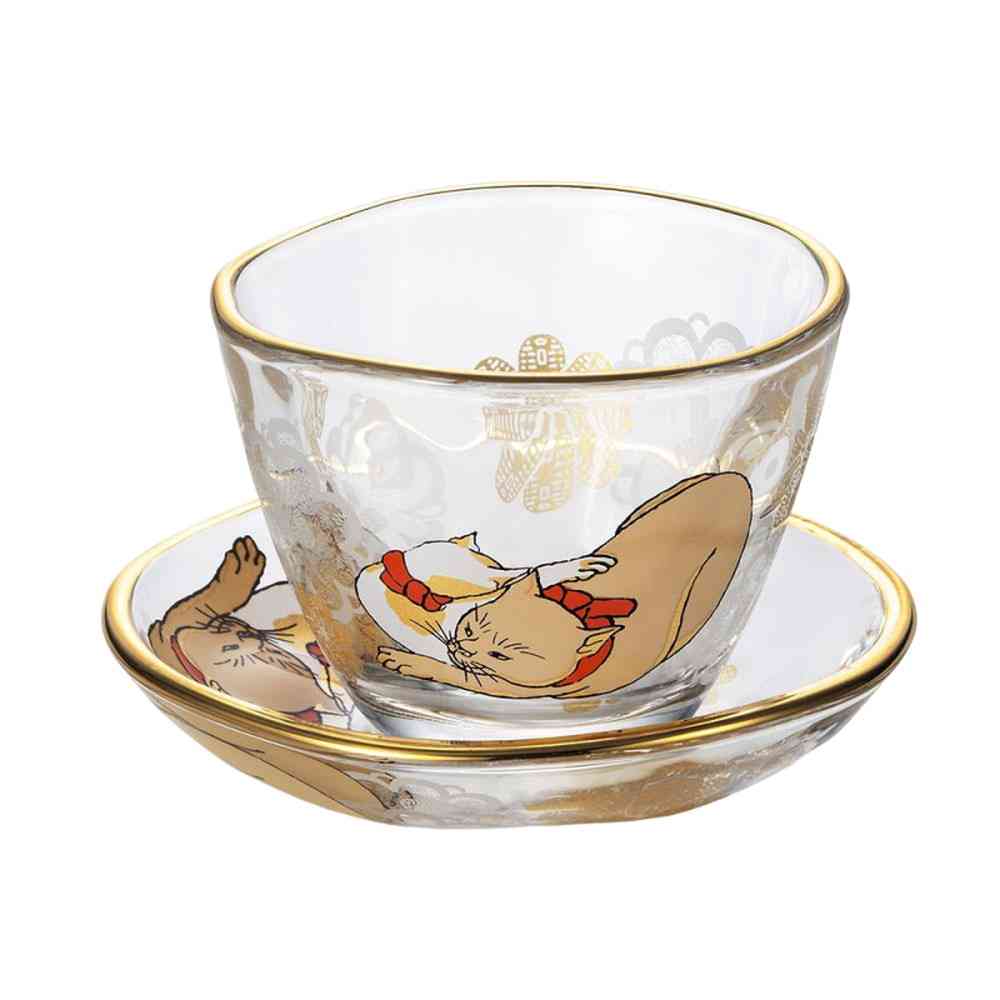 アデリア プレミアムニッポンテイスト 盃&豆皿セット クリーム&ブチ 90ml盃1個×豆皿1枚