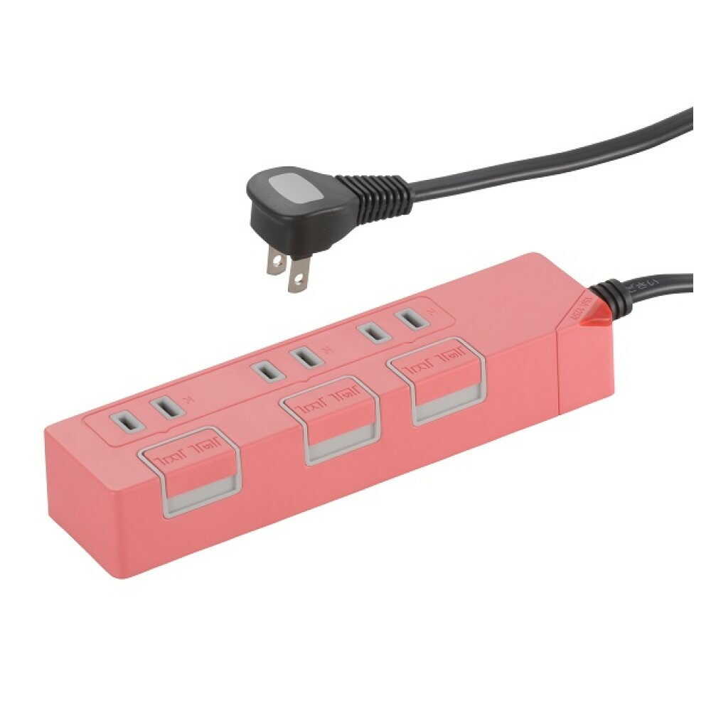 オーム電機 節電タップ 3個口 1.5m ピンク ピンク