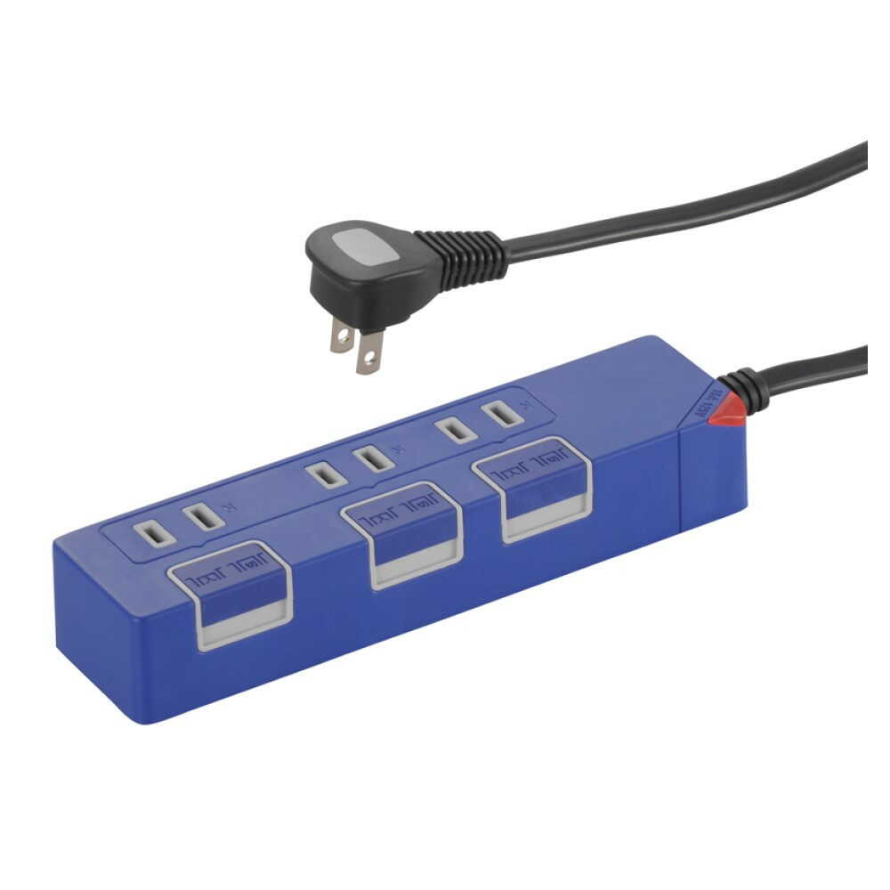 オーム電機 節電タップ 3個口 1.5m ブルー ブルー