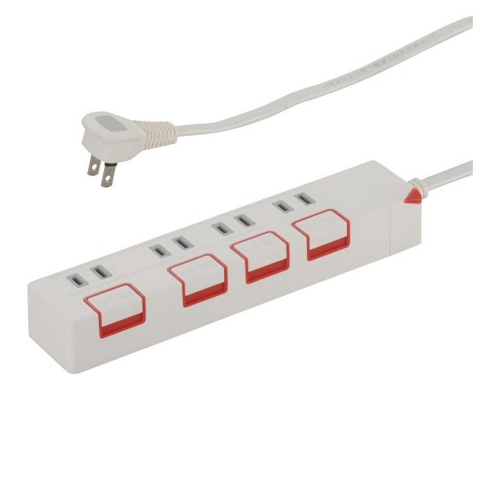 オーム電機 節電タップ 4個口 1.5m ホワイト