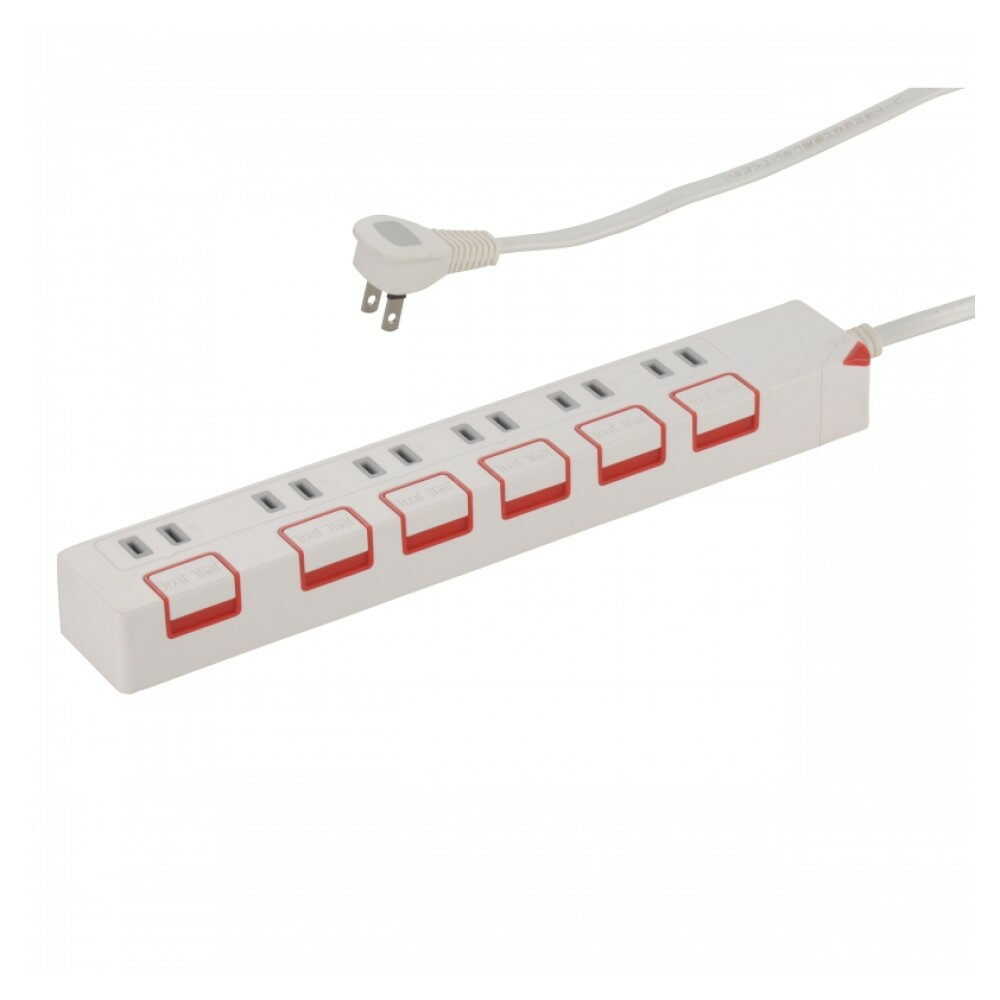 オーム電機 節電タップ 6個口 2.5m ホワイト