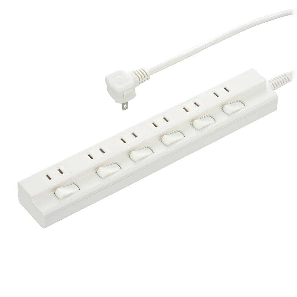 オーム電機 節電タップ 6個口 1m ホワイト