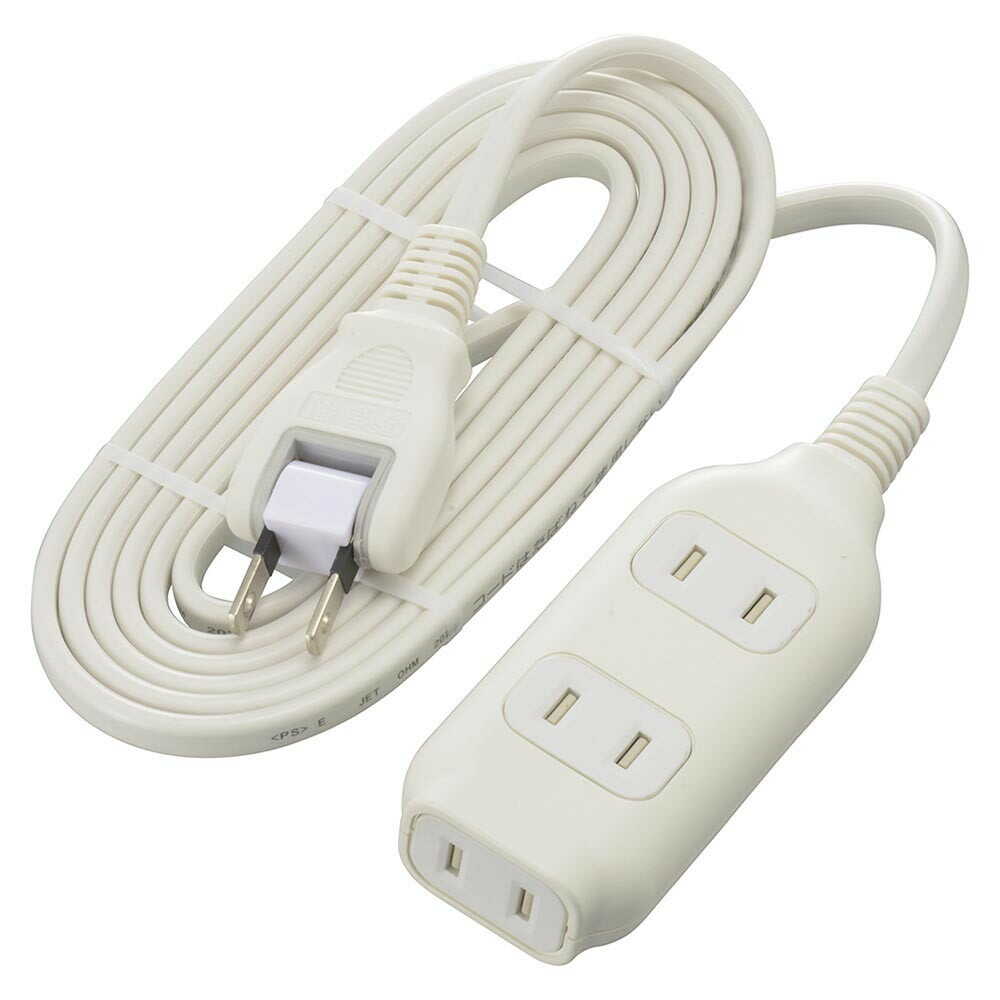 オーム電機 3個口タップ マグネット付き 2m ホワイト