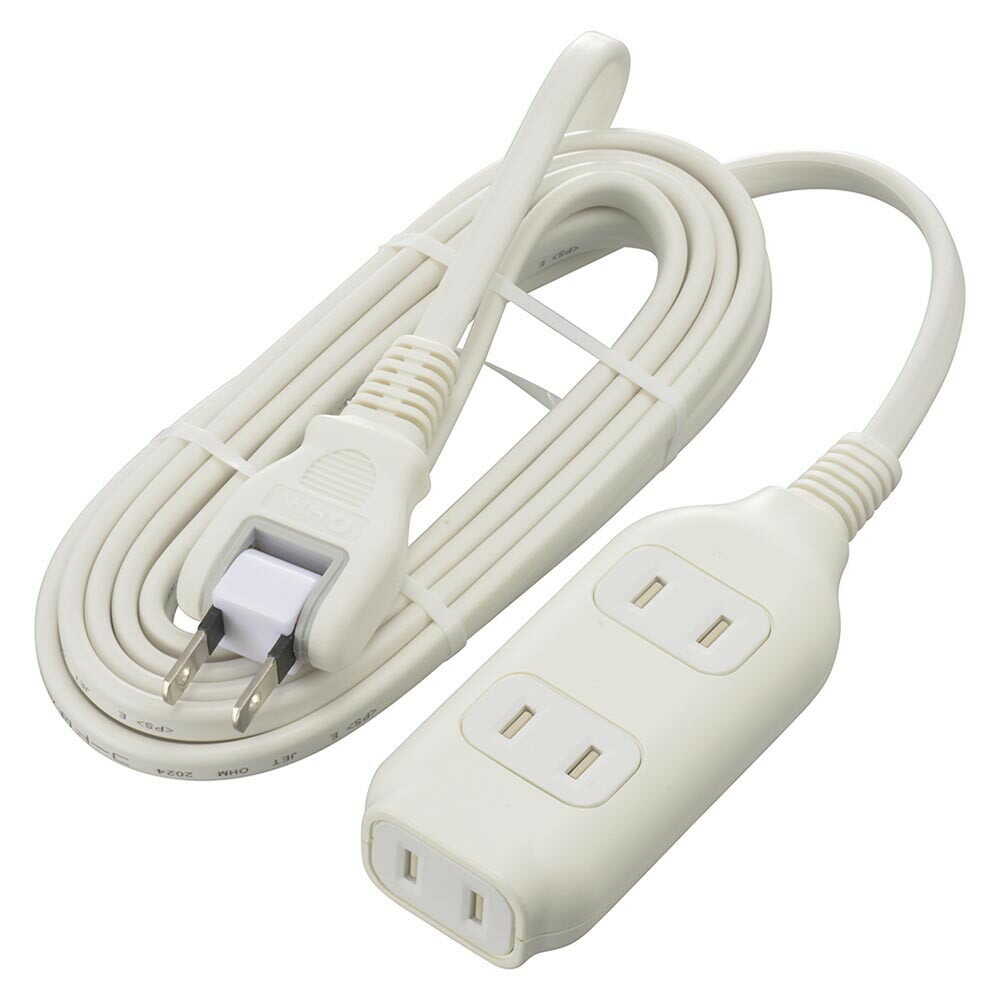 オーム電機 3個口タップ マグネット付き 3m ホワイト