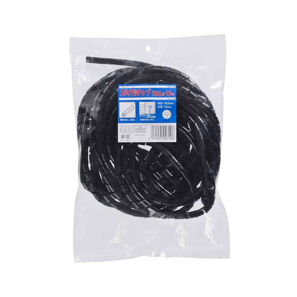 オーム電機 スパイラルチューブ 内径10.2mm 10m GST-9B ブラック