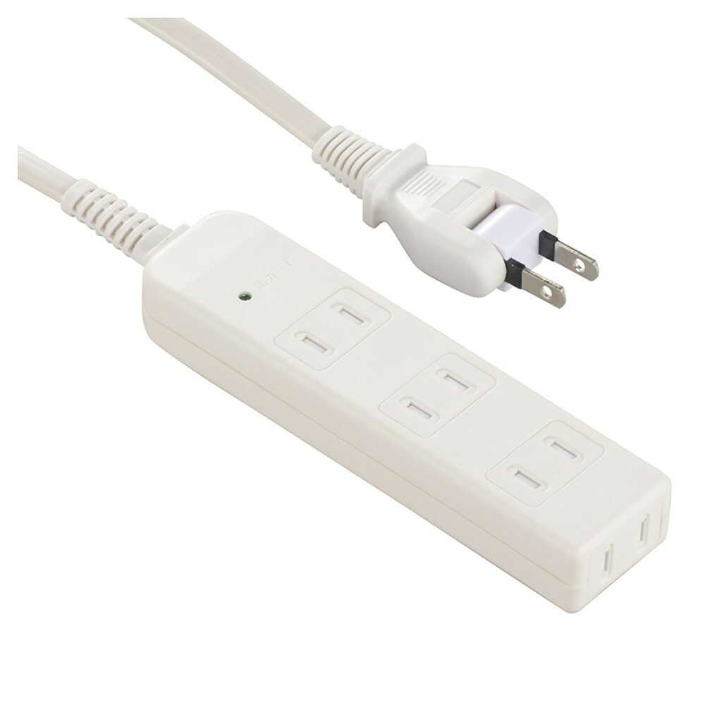 オーム電機 雷に強い安全タップ 4個口 1m ホワイト