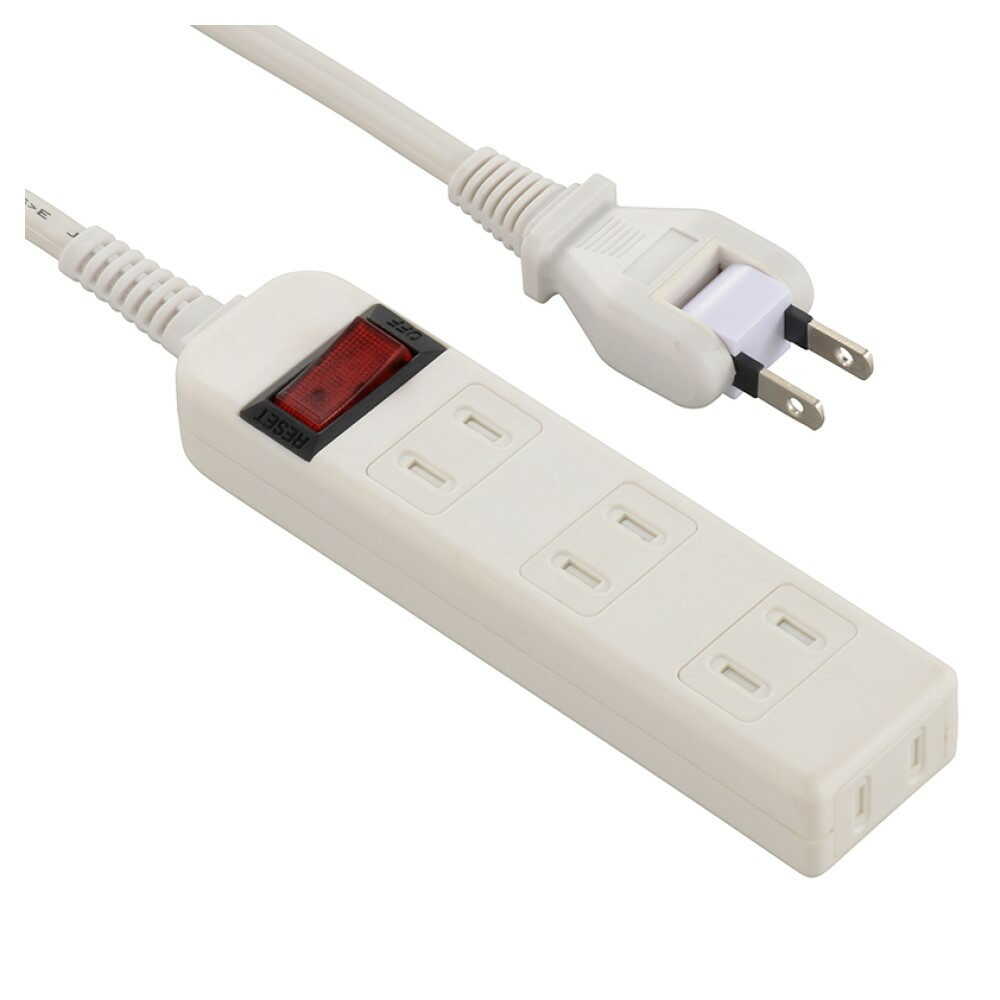 オーム電機 ブレーカー付安全タップ 4個口 3m ホワイト