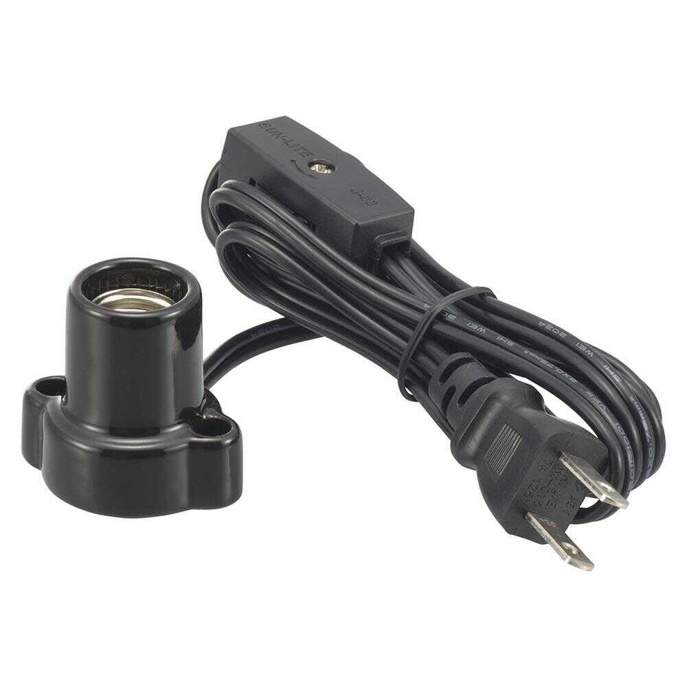 オーム電機 磁器レセップ E17 1.5mコード スイッチ付 1個 ブラック