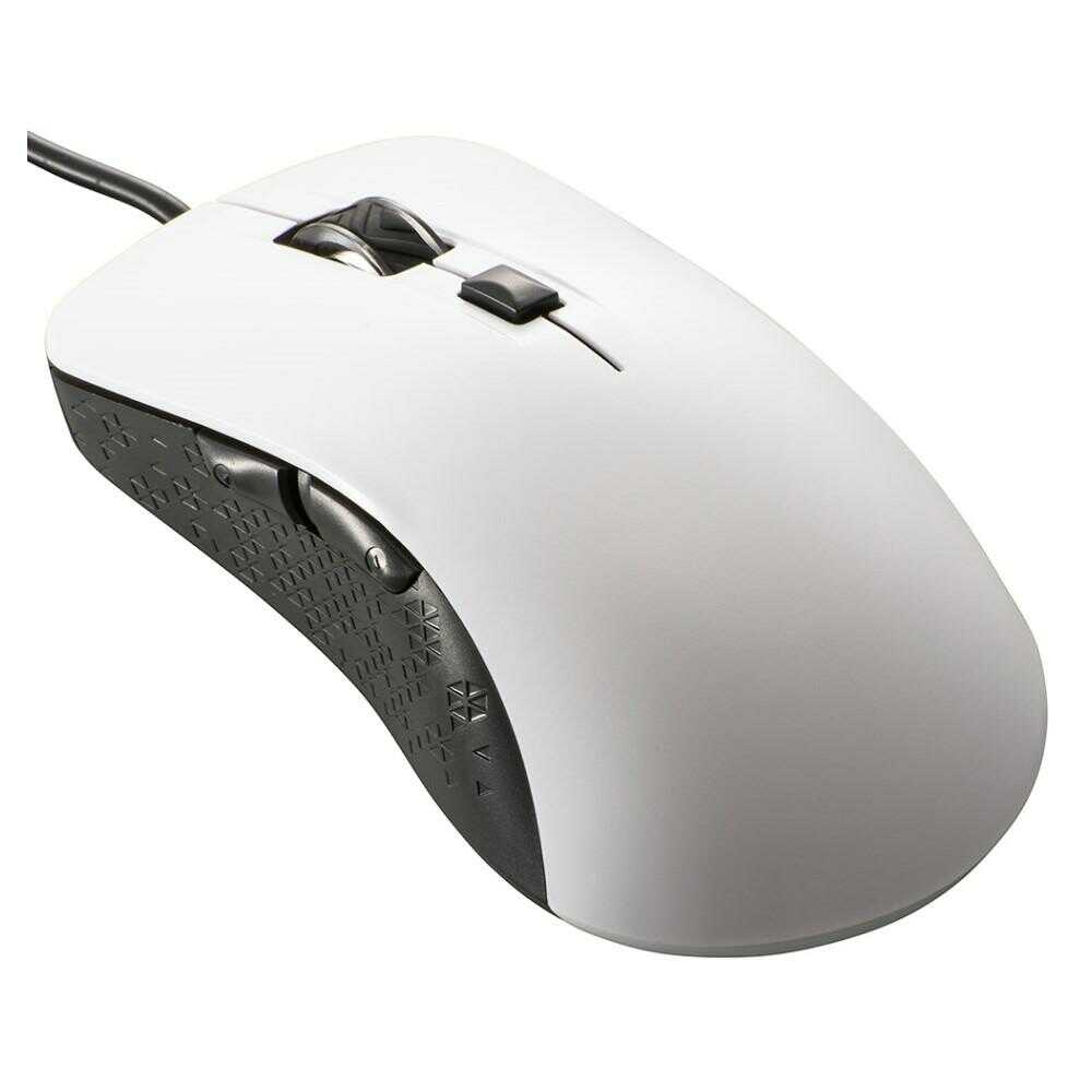 オーム電機 静音マウス 有線 BlueLED Lサイズ 抗菌 1個 ホワイト