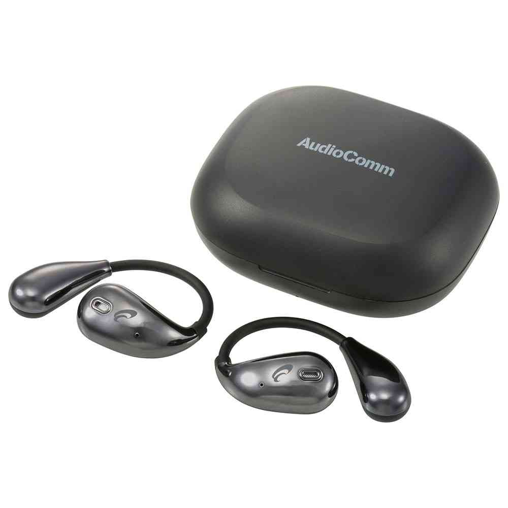 オーム電機 完全ワイヤレスイヤホン イヤーフック ブラック