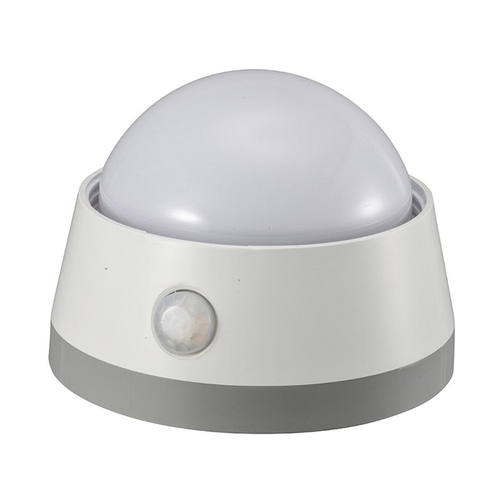 オーム電機 LEDセンサーライト 明暗+人感センサー付 ホワイト