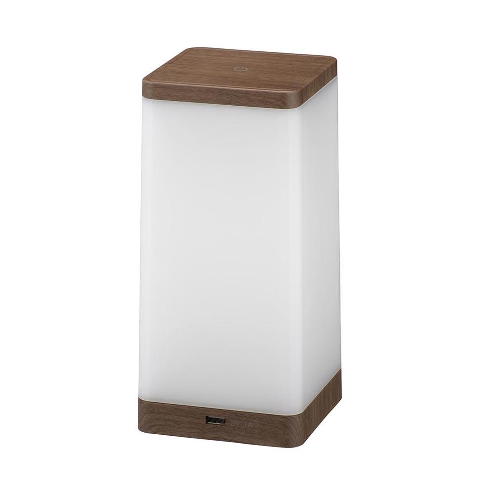 オーム電機 LEDタッチライト 電球色 ダークブラウン