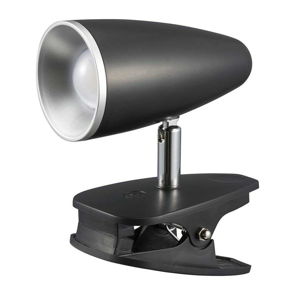 オーム電機 LEDクリップライト 昼白色 1個 ブラック