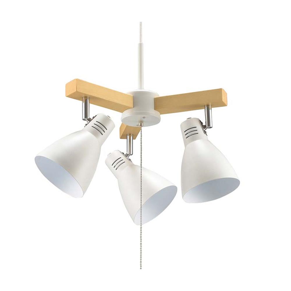 オーム電機 3灯ペンダントライト ホワイト ホワイト