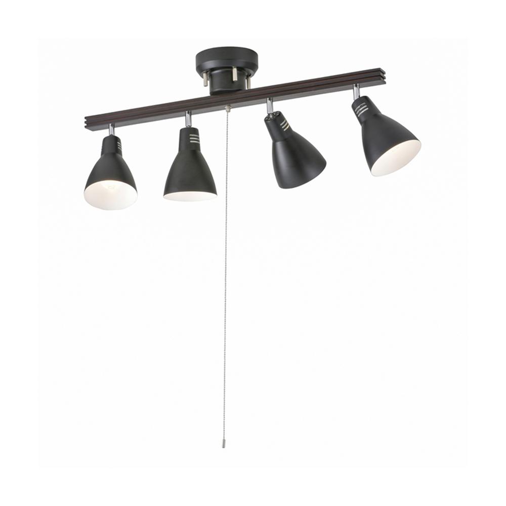 オーム電機 4灯シーリングライト ブラック ブラック