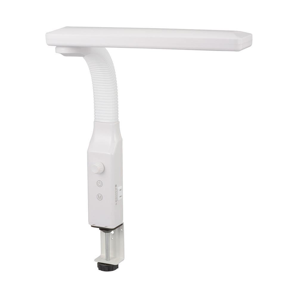 オーム電機 LEDクランプライト 調光調色付 ホワイト ホワイト