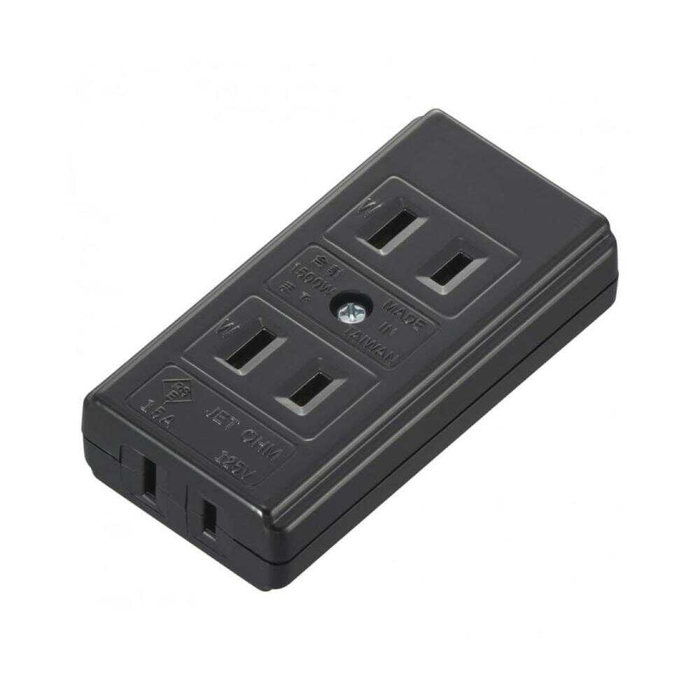 オーム電機 L型3口テーブルタップ ブラック