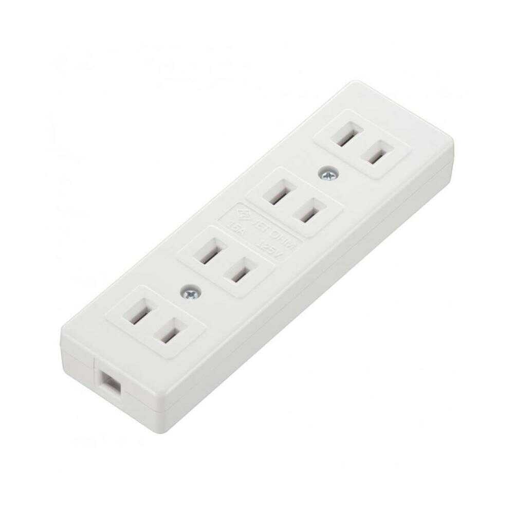 オーム電機 L型4口テーブルタップ ホワイト