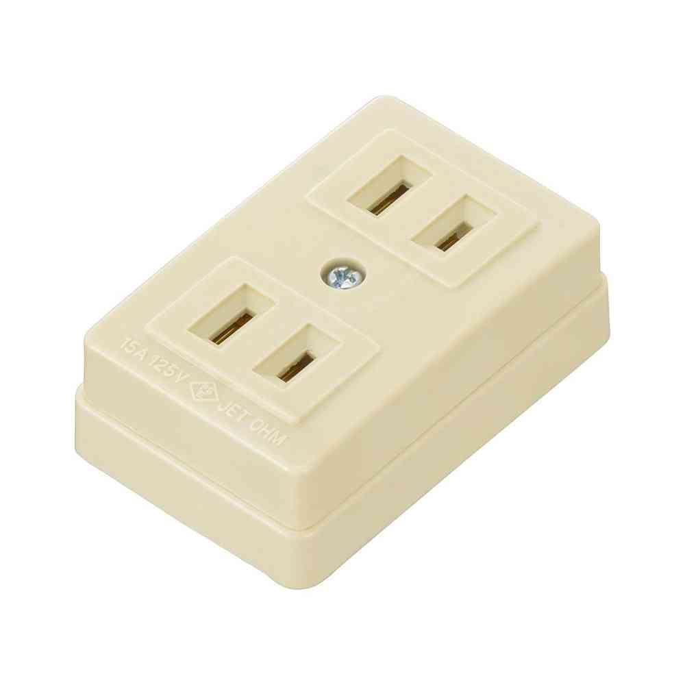 オーム電機 角型2口コンセント ベージュ