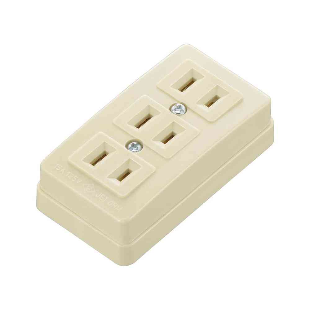 オーム電機 角型3口コンセント ベージュ