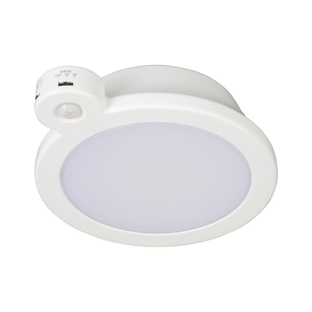 オーム電機 LEDミニシーリングライト 40形電球色センサー付 ホワイト