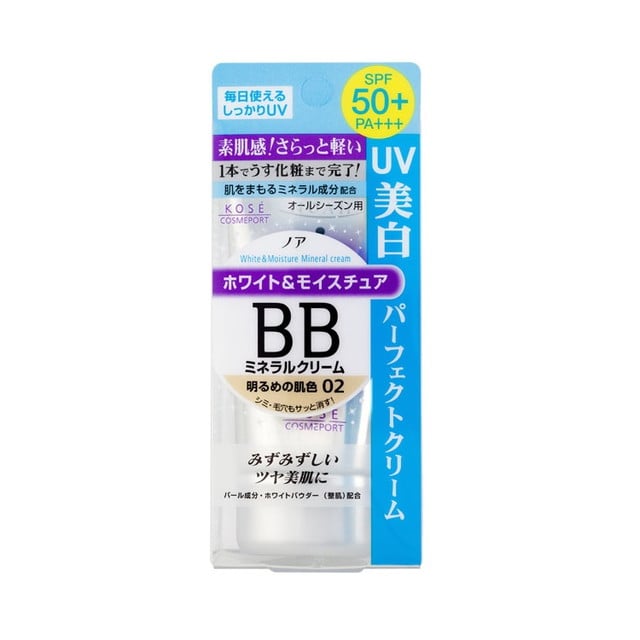コーセーコスメポート ノア ホワイト&モイスチュア BBミネラルクリーム UV02 SPF50+ 50g