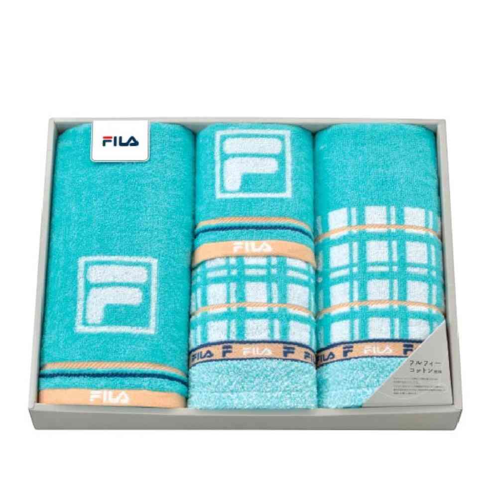 日繊商工 FILA ラグーナ ロングタオル×フェイスタオルセット 箱入り ロングタオル2枚・フェイスタオル2枚
