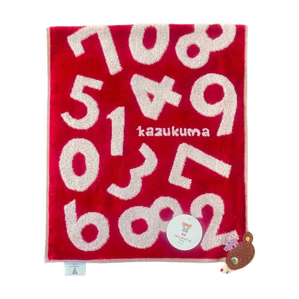 日繊商工 かずくま ワッペン フェイスタオル レッド 1枚 レッド