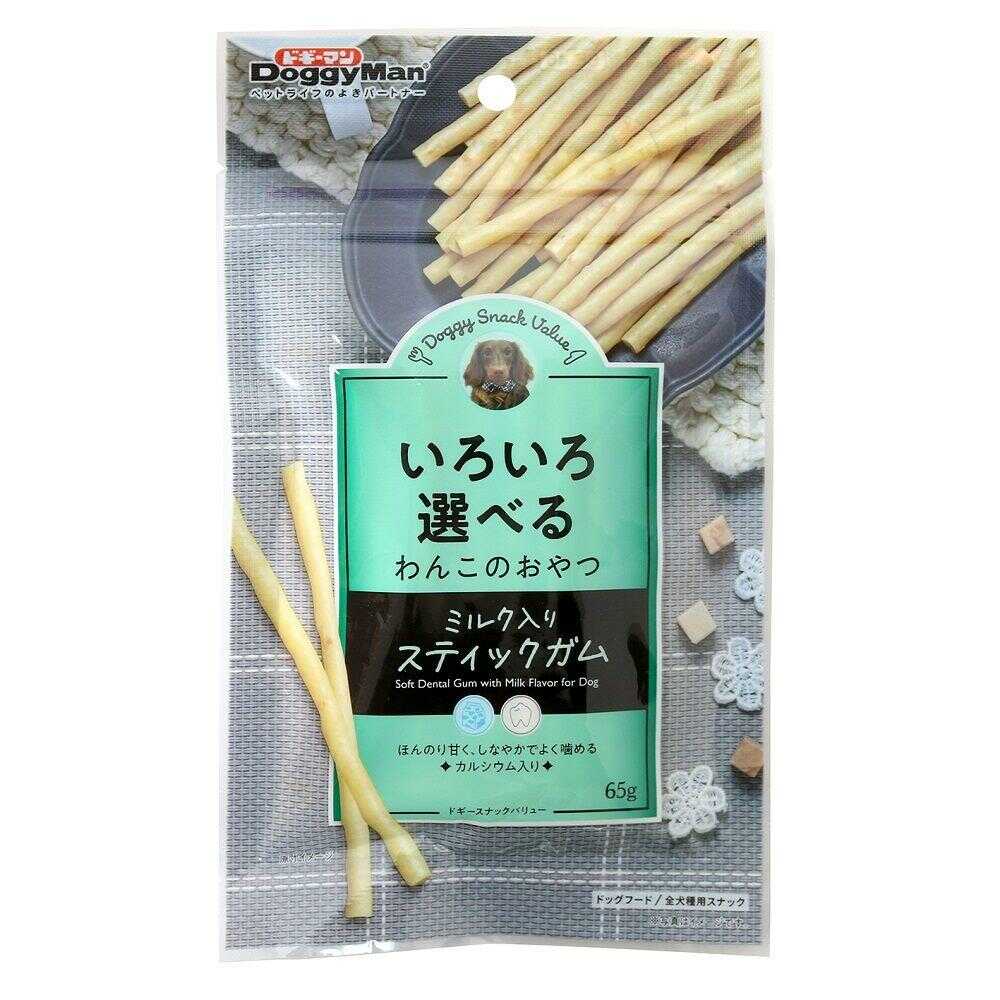 ドギーマン ドギースナックバリュー ミルク入りスティックガム 65g