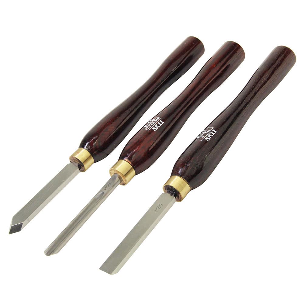 HSS木工旋盤用バイト3本組 F-10S 【直送品】 返品・キャンセル・他商品と同時購入は不可