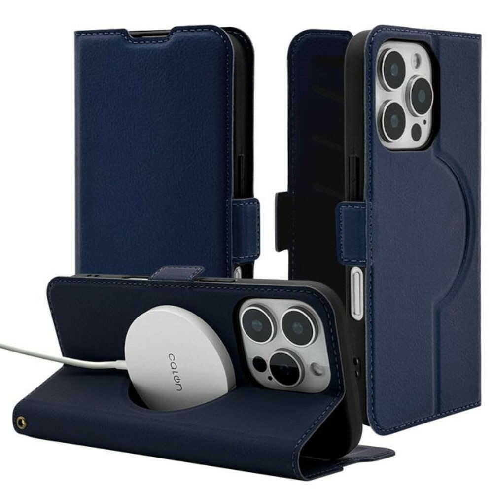 テレホンリース iPhone16Pro 手帳型カバー MagSafe対応 ワイヤレス充電対応 ネイビー