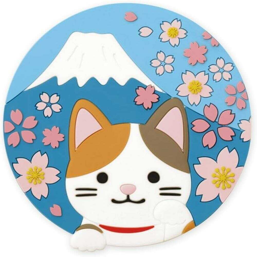 東洋ケース ジャパニーズカルチャーマグネット三毛猫 富士山 1個
