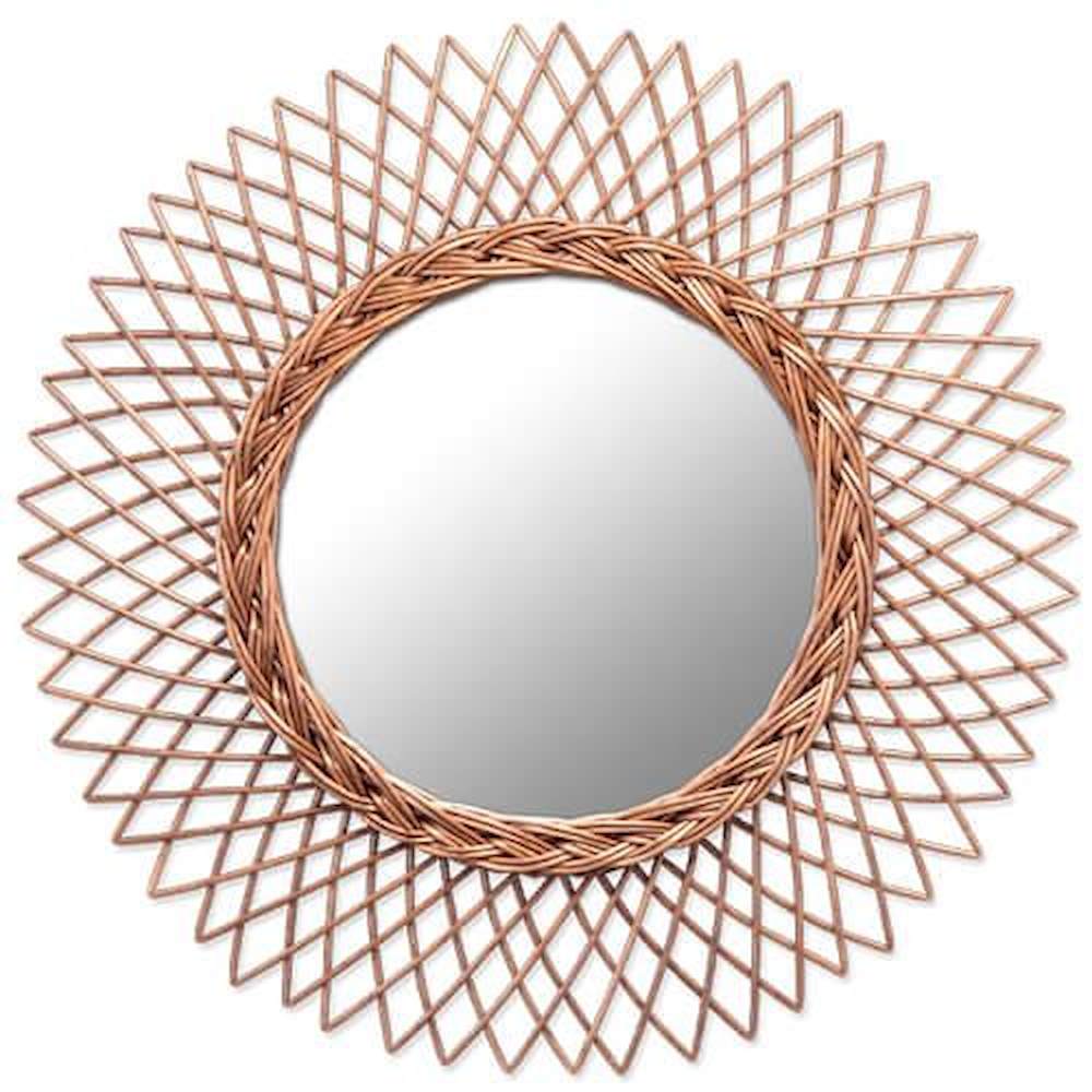 ウィッカーミラー L ブラウン 11643 【直送品】 返品・キャンセル・他商品と同時購入は不可