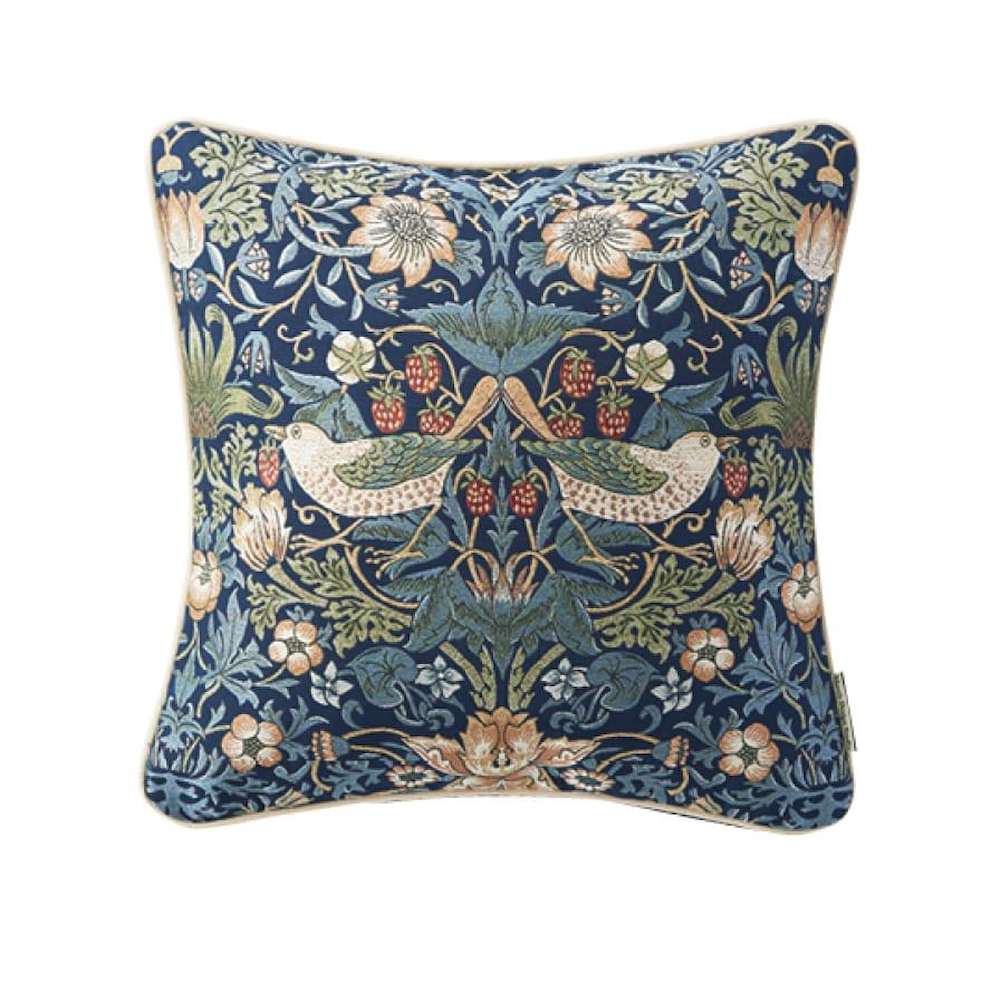 いちご泥棒 背当クッションカバー 45×45cm LL1710 ブルー 【直送品】 返品・キャンセル・他商品と同時購入は不可