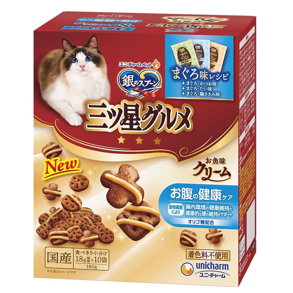 ユニ・チャーム 三ツ星お魚クリームお腹の健康ケア3種 180g