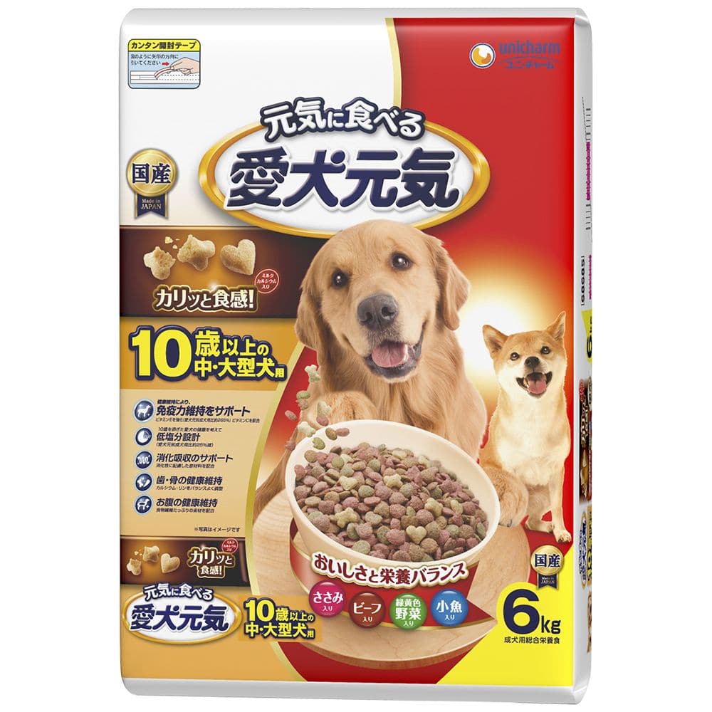 愛犬元気10歳以上の中・大型犬用小魚入り 6kg