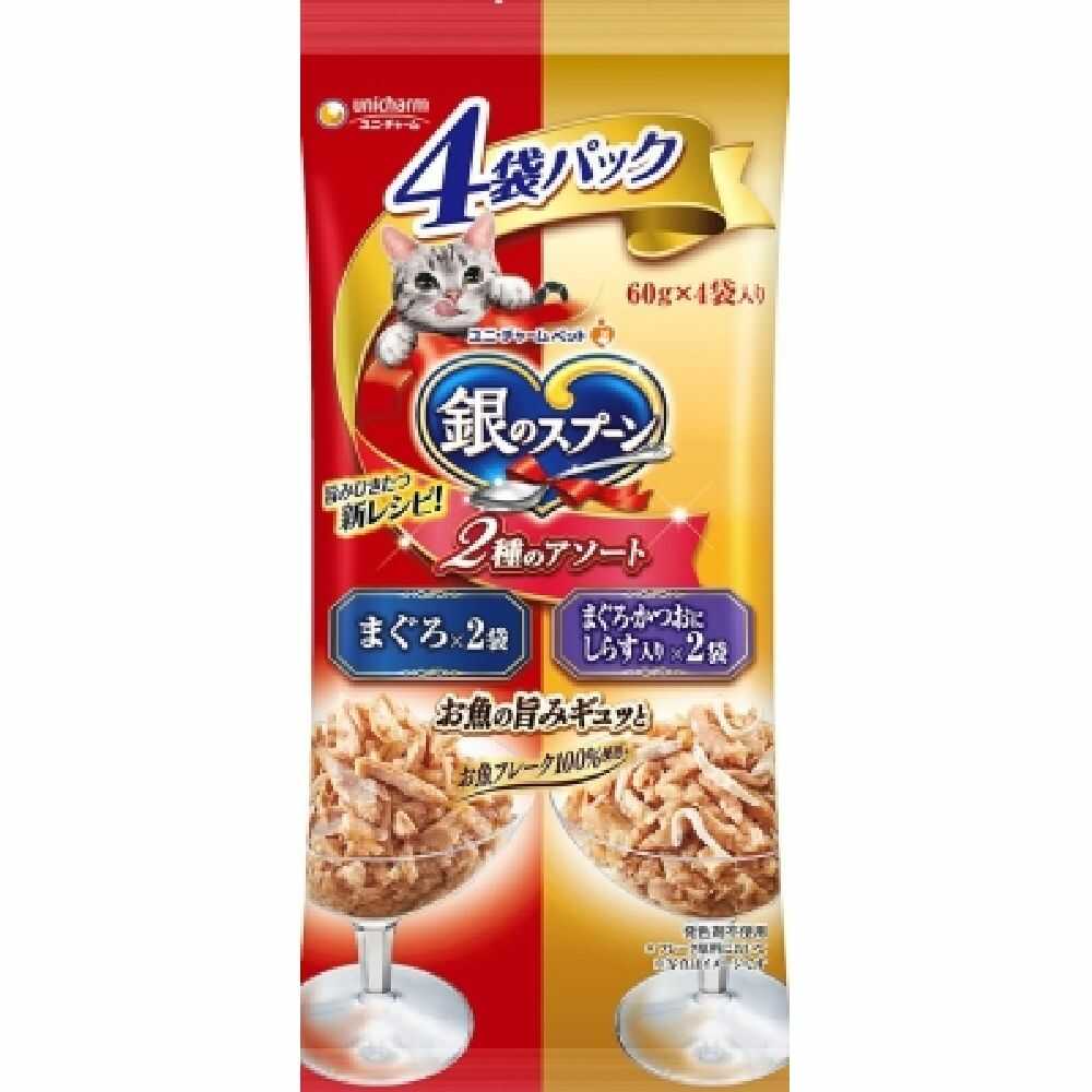 ユニ・チャーム 銀のスプーンパウチ4Pまぐろかつおしらす 240g