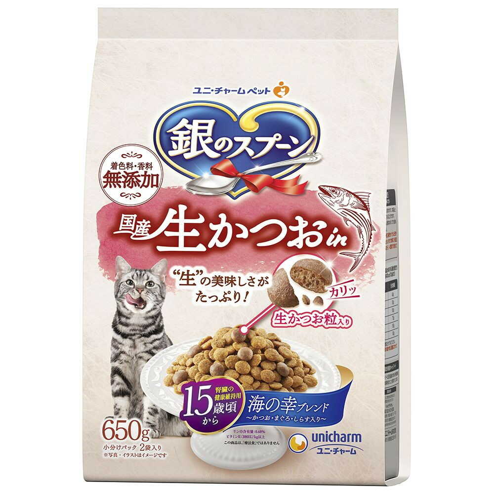 ユニ・チャーム 銀のスプーン  国産生かつおin 15歳頃から 650g
