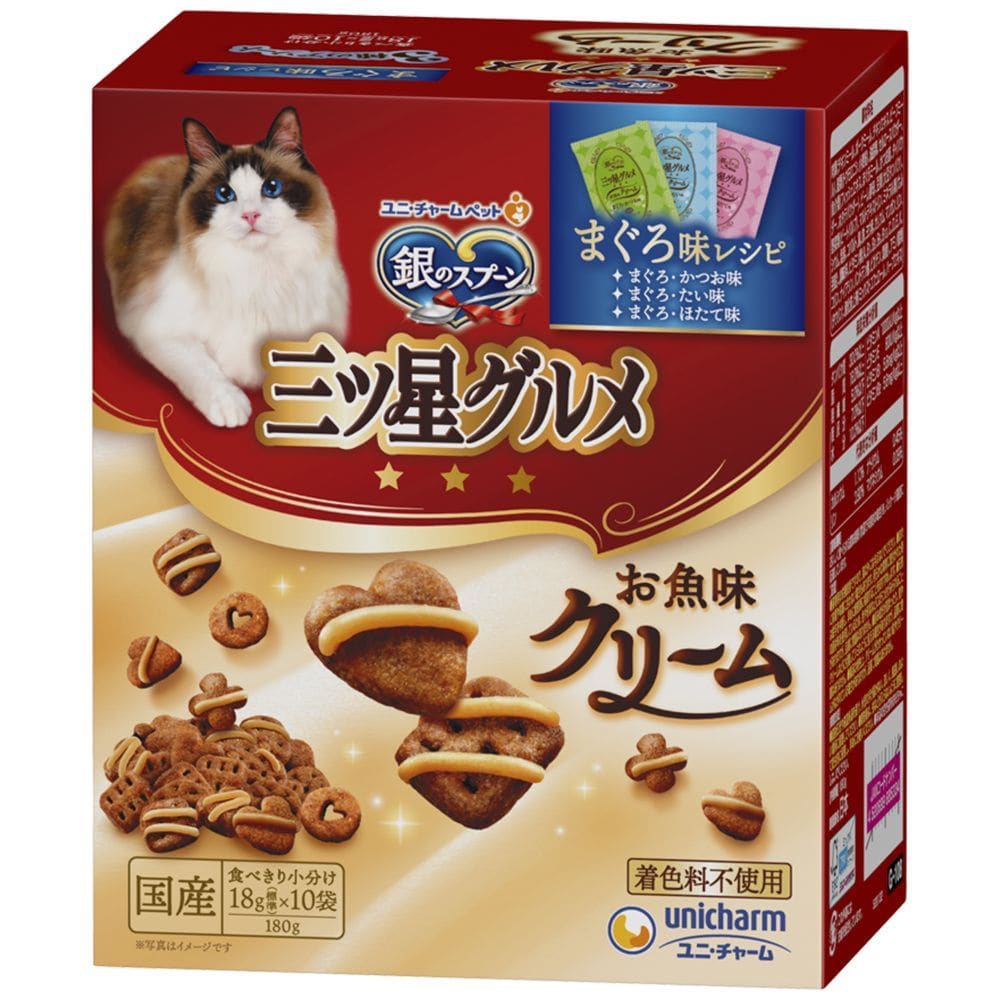 ユニチャーム 三ツ星グルメ お魚味クリーム まぐろ味レシピ 3種のアソート 180g
