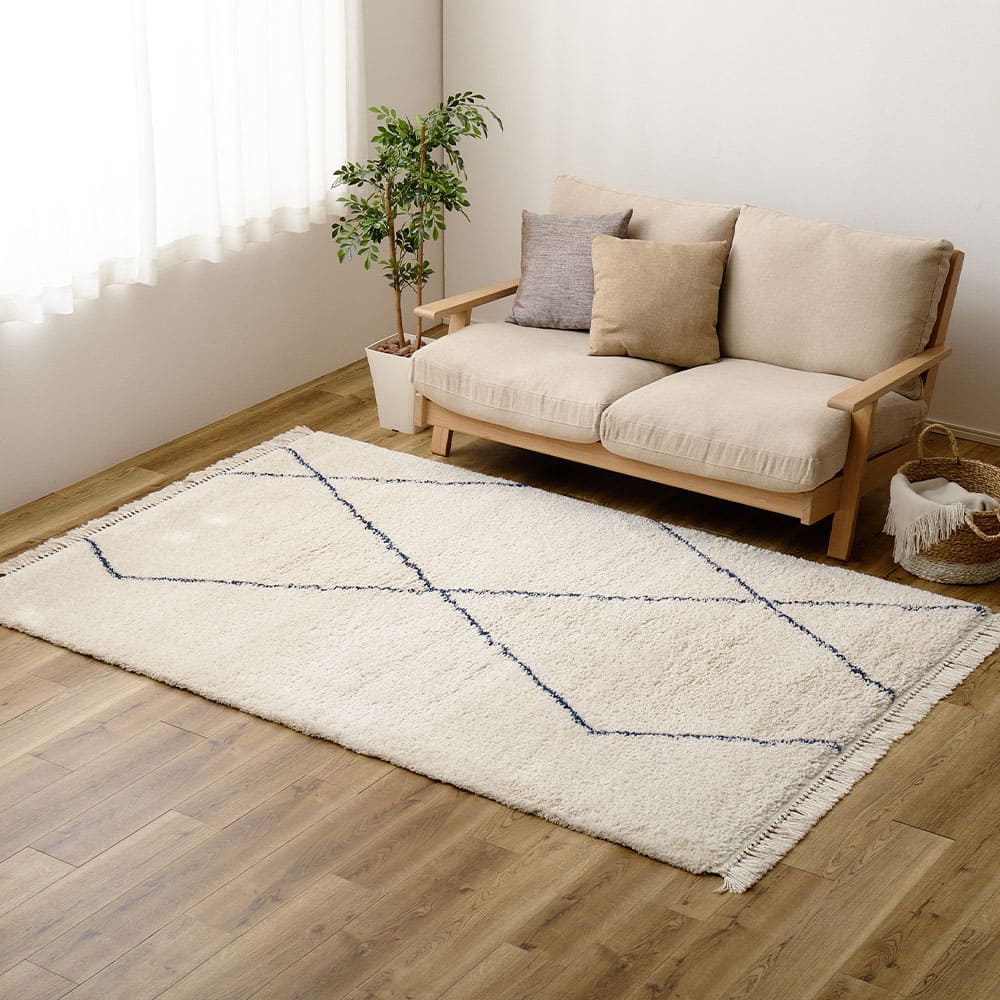 ウィルトンラグ BEDOUIN リシャド アイボリー 約133×190cm 【直送品】 返品・キャンセル・他商品と同時購入は不可